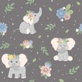 Seamless pattern with  elephants Royalty Free Stock Photo