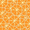 Seamless juicy colorful orange slices vector pattern