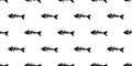 Seamless pattern of black fish bones. Silhouette print. Illustration isolated on white background. Vector