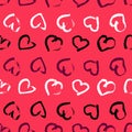 Seamless pattern with hand drawn hearts Royalty Free Stock Photo