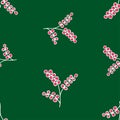 Seamless pattern of outlines decorative abstract twigs with berries