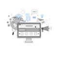 Web Search Digital Content Information Technology Business Web Banner Thin Line