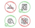 Web search, Washing machine and Cloakroom icons set. Creative design sign. Vector