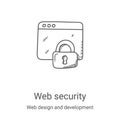 web security icon vector from web design and development collection. Thin line web security outline icon vector illustration. Royalty Free Stock Photo