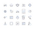 Web security line icons collection. Firewall, Encryption, Cybersecurity, Malware, Phishing, Vulnerability, SSL vector Royalty Free Stock Photo