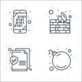 web security line icons. linear set. quality vector line set such as bomb, document, firewalls