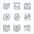 Web security line icons. linear set. quality vector line set such as secure usb, virus warning, data encryption, attack, check, Royalty Free Stock Photo