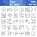 Web security thin line icon set, data protection symbols collection or sketches. Online safety linear style signs for Royalty Free Stock Photo