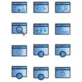 Web and seo icon set include link, data, web, seo, code, development, people, user, search, list, connection, browsing, world, Royalty Free Stock Photo