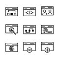 Web and seo icon set include link, data, web, seo, code, development, people, user, search, list, connection, browsing, world, Royalty Free Stock Photo