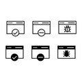 Web and seo icon set include web, seo, accept, add, bug, browser, virus Royalty Free Stock Photo