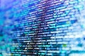 Web server data on a monitor. Big data storage and cloud computing representation. Software engineer at work. Developer working on Royalty Free Stock Photo