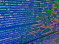 Web server data on a monitor. New technology revolution. Lines of code of a software with several colors. Modern web development