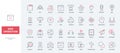 Web services, application usage and coding line icons set, data transfer and storage