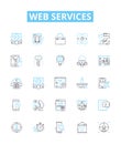 Web services vector line icons set. Web, services, API, REST, SOAP, applications, XML illustration outline concept