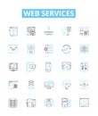 Web services vector line icons set. Web, services, API, REST, SOAP, applications, XML illustration outline concept