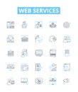 Web services vector line icons set. Web, services, API, REST, SOAP, applications, XML illustration outline concept Royalty Free Stock Photo