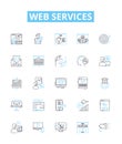 Web services vector line icons set. Web, services, API, REST, SOAP, applications, XML illustration outline concept