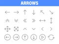 Set of 24 Arrows web icons in line style. Arrow, arrows. Vector illustration Royalty Free Stock Photo