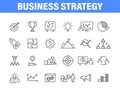 Set of 24 Business strategy web icons in line style. Startup, investment, financial, development Royalty Free Stock Photo