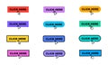 Set of colored click here buttons vector on white background. Royalty Free Stock Photo