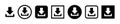 Set of download vector icons. Upload symbol. Web buttons for download.