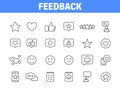 Set of 24 Feedback and Review icons in line style. Star Rating, Emotion symbols. Vector llustration Royalty Free Stock Photo