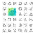 Web Set of Fittness Vector Thin Line Icons. Contains such Icons as Healthy Lifestyle, Weight Training, Body care and more. Royalty Free Stock Photo