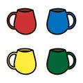 Set of four colorful cups with hot drinks. Royalty Free Stock Photo