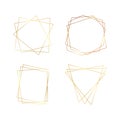 Set of four gold geometric polygonal frames