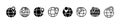 Set of globe with pin vector icons. Location on planet or world. Find place on globe.