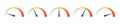 Set of gradient speedometer vector icons. Speed scale. Slow, medium, good and maximum indicator. Royalty Free Stock Photo