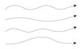 Set of long black dashed arrows on white background. Dashed lines. Direction,