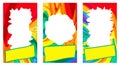 Set of multicolored templates frames for websites, booklets, stories, social networks, applications, banners. Rainbow bright sum