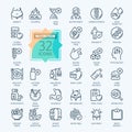 Web Set of Nutrition, Healthy food and Detox Diet Vector Thin Line Icons. Contains such Icons as Obesity, Caunt Calories, Palm oil Royalty Free Stock Photo