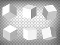 Set of perspective projections 3d cubes model icons on transparent background.  3d cubes.  Abstract concept of graphic elements fo Royalty Free Stock Photo