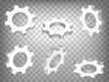 Set of perspective projections 3d gears model icons on transparent background.  3d gear.  Abstract concept of graphic elements for Royalty Free Stock Photo