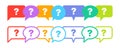 Set of question marks and colorful speech bubbles. Royalty Free Stock Photo