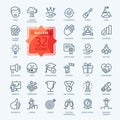 Web Set of Success, Goals and Target Related Vector Thin Line Icons. Contains such Icons as Achievment, Handshake, Victory and mor Royalty Free Stock Photo