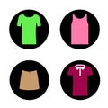 Set of vector icons of four pieces of clothes for woman