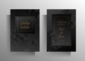 Set of wedding invitation templates. Simple, elegant design in black with hand drawn floral Royalty Free Stock Photo