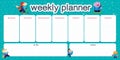 Set of weekly planner page design template for children calendar.