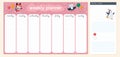 Set of weekly & daily planner page design template children calendar.