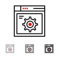 Web, Setting, Gear, Internet Bold and thin black line icon set Royalty Free Stock Photo