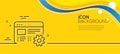 Web settings line icon. Engineering cogwheel tool sign. Minimal line yellow banner. Vector