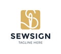 Web Sewing logo with Initial letter S and needle thread. Abstract Initial Letter S Tailor logotype, thread and needle combination Royalty Free Stock Photo