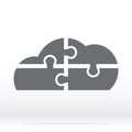 Simple icon cloud puzzle in gray. Simple icon puzzle of the four elements on white background for your web site design, logo, app