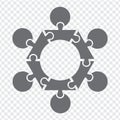 Simple icon hexagon puzzle in gray. Simple icon puzzle of the twelve elements on transparent background for your web site design