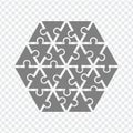 Simple icon polygonal puzzle in gray. Simple icon polygonal puzzle of the twenty four elements on transparent background. Puzzle o Royalty Free Stock Photo