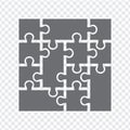 Simple icon puzzles in gray. Simple icon polygonal puzzle of the twelve elements on transparent background for your web site desi